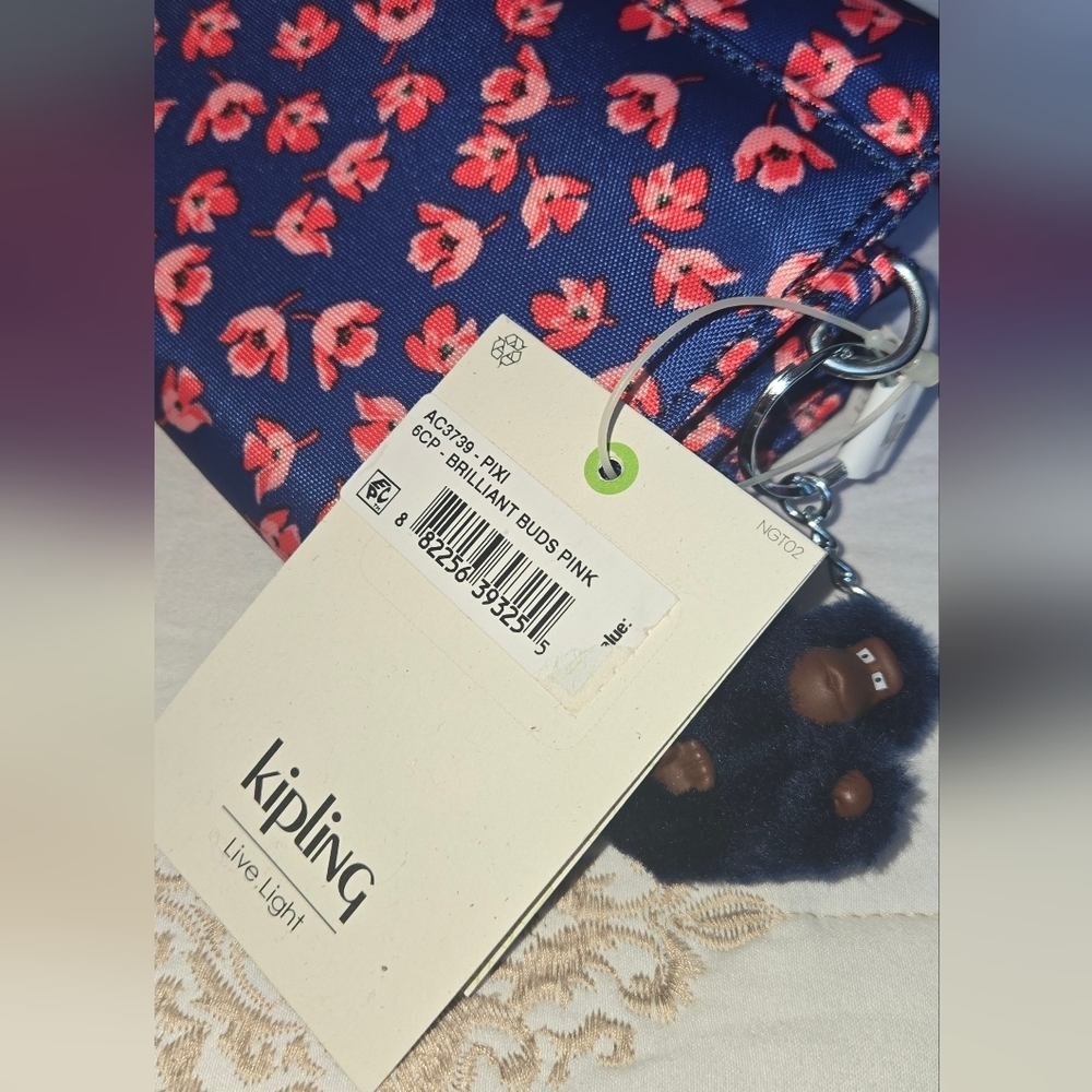 Kipling Navy and Red Floral Wallet - Picture 5 of 9